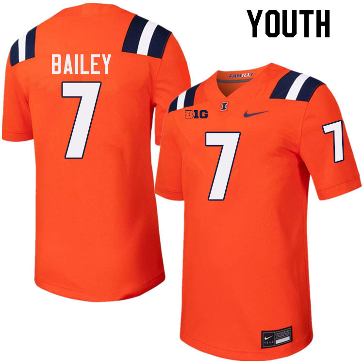 Youth #7 Matthew Bailey Illinois Fighting Illini College Football Jerseys Stitched-Orange